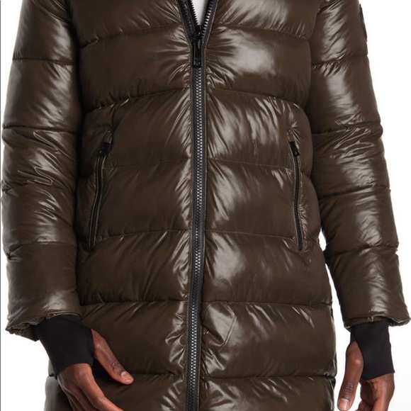 NEW!!!  MICHAEL KORS Water-Resistant Hooded Shiny Logo Print Nylon Puffer Jacket - Picture 4 of 17